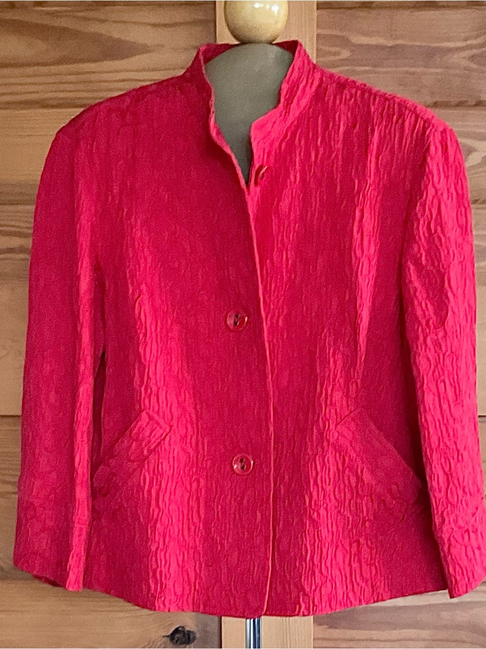 Ruby Rd. Red Textured Standing CollarJacket